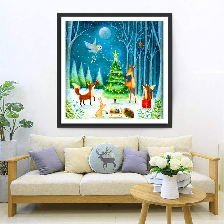 Magische Kerstwinter in het Bos Diamond Painting