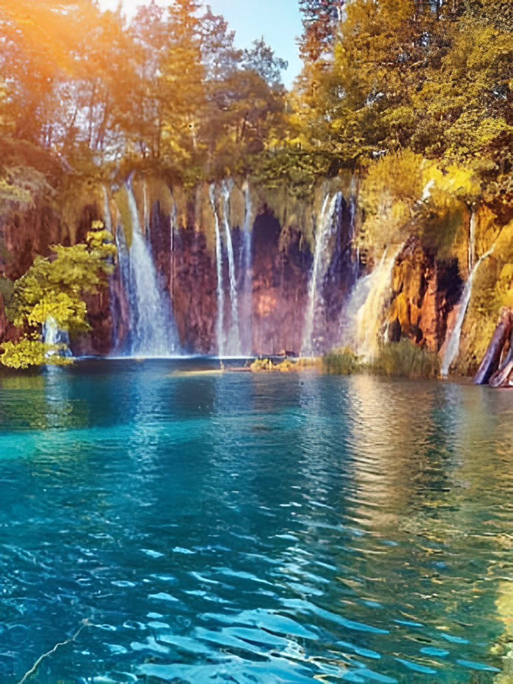 Magische Watervallen in een Sprookjesachtig Turquoize Water Diamond Painting