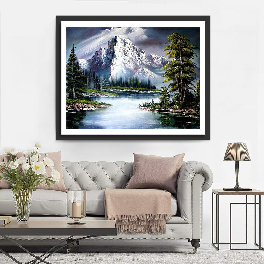Majestueuze Bergen met het Kalme Meer Diamond Painting