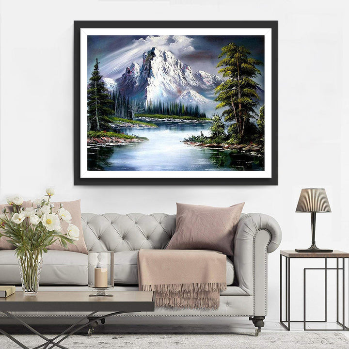 Majestueuze Bergen met het Kalme Meer Diamond Painting