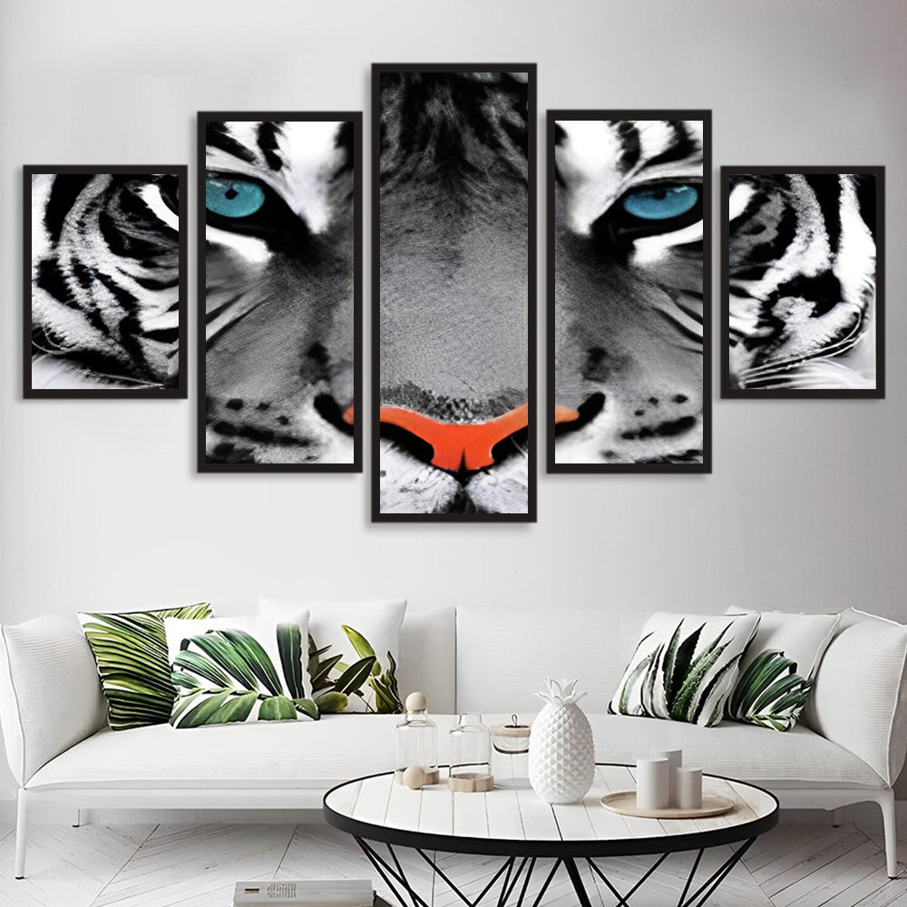 Majestueuze Witte Tijger 5 Platen Diamond Painting