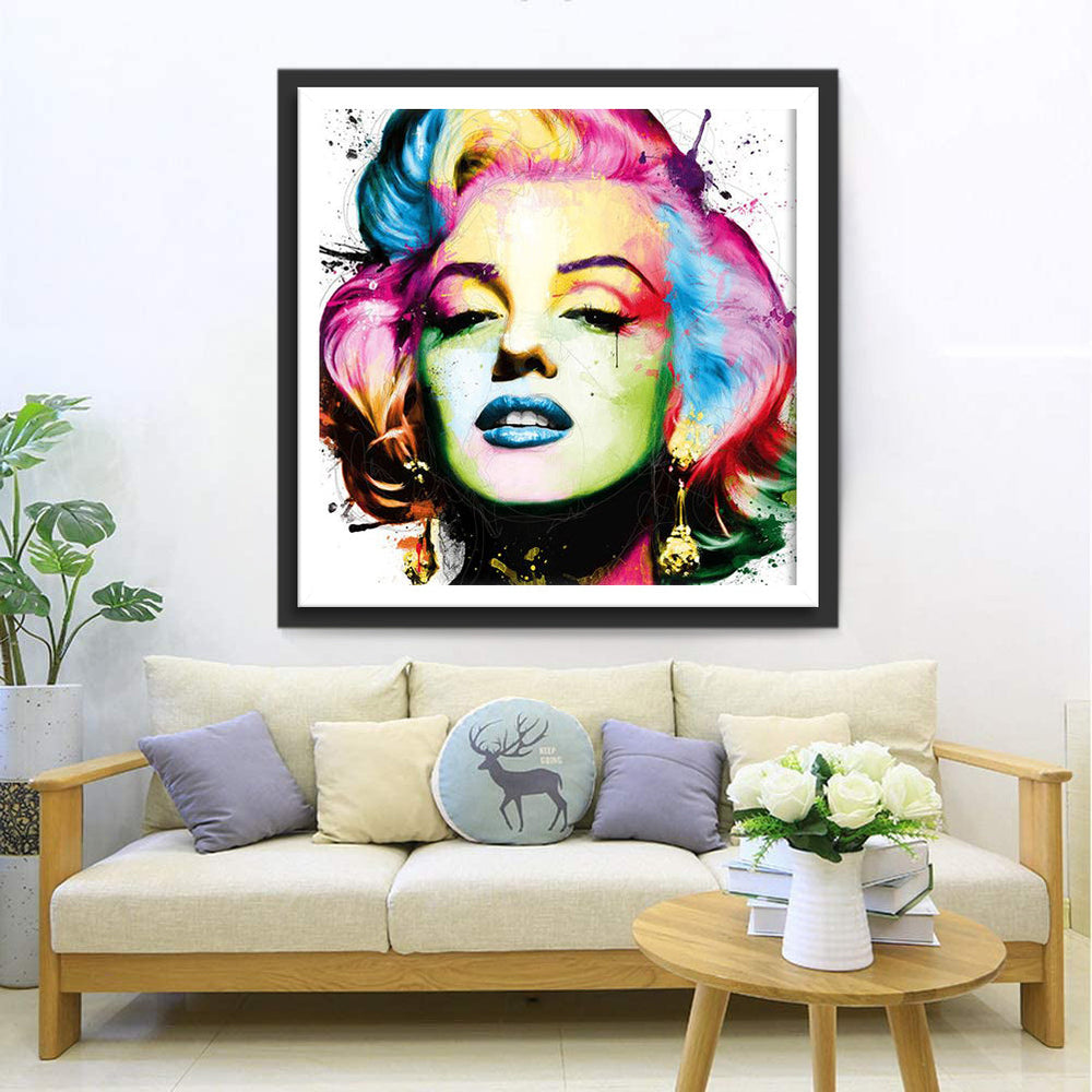 Marilyn in Levendige Kleuren en Spetters Diamond Painting
