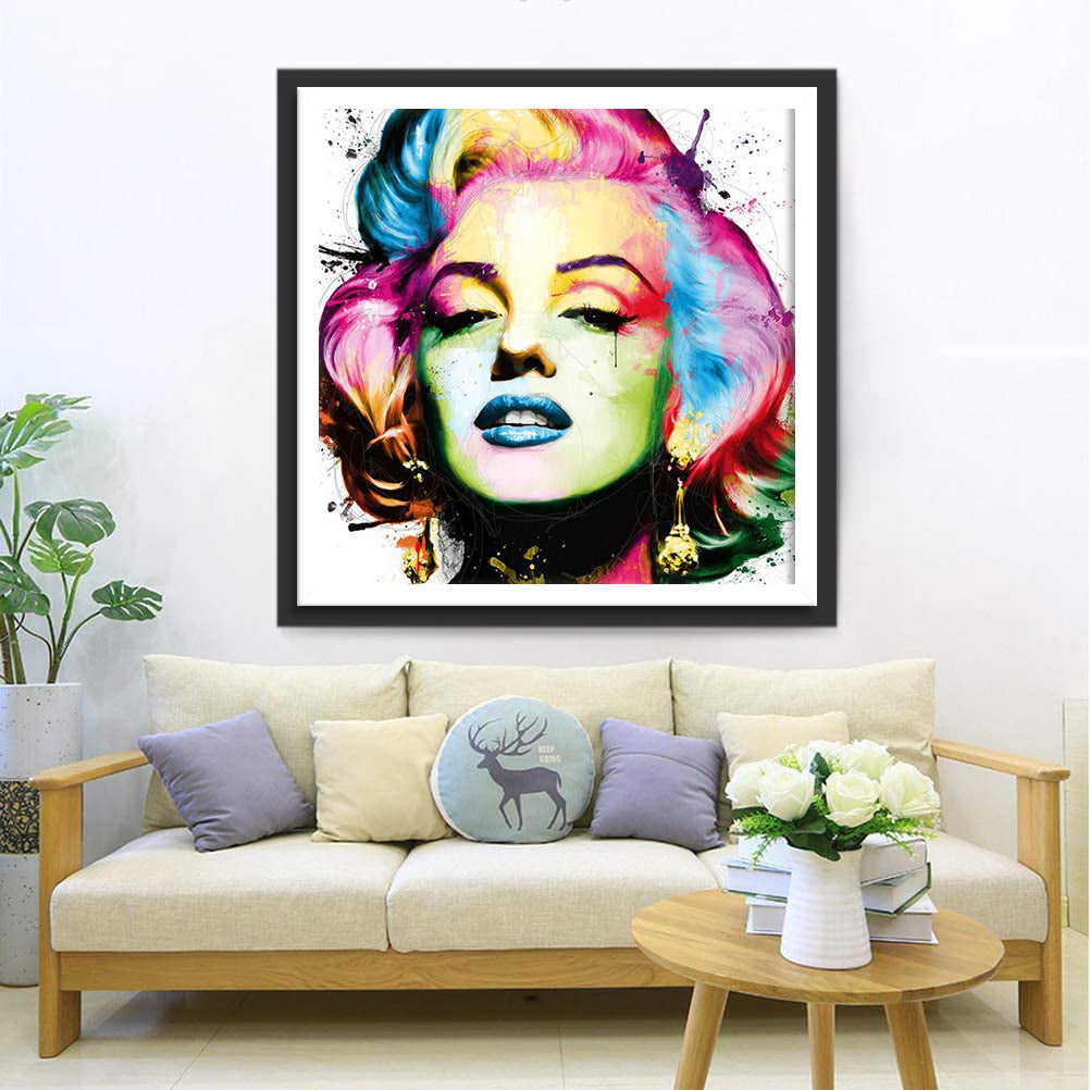 Marilyn in Levendige Kleuren en Spetters Diamond Painting