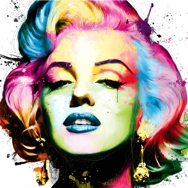 Marilyn in Levendige Kleuren en Spetters Diamond Painting