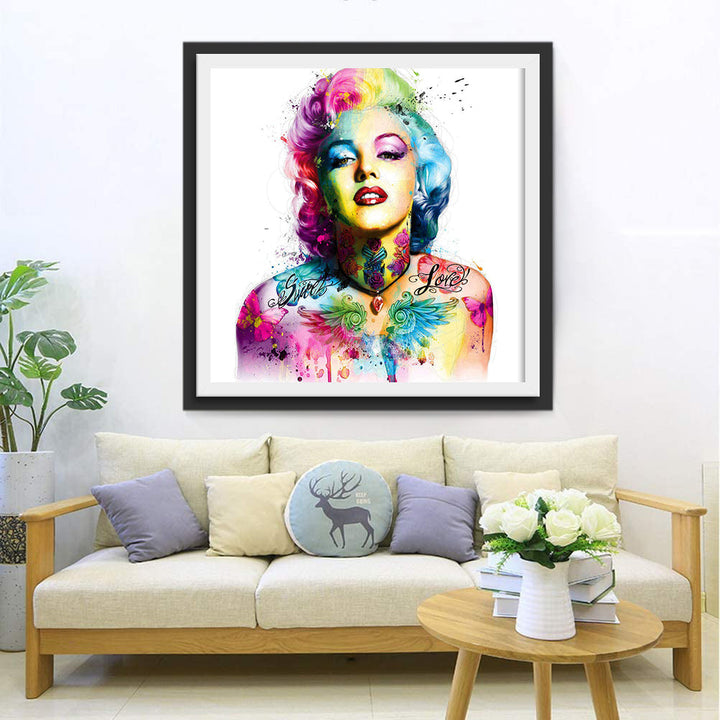 Marilyn met Tatoeagevleugels en Liefdeswoorden Diamond Painting