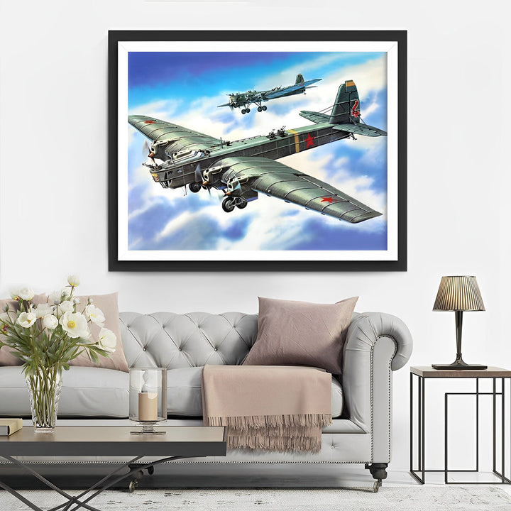 Militaire Vliegtuigen in Actie Diamond Painting