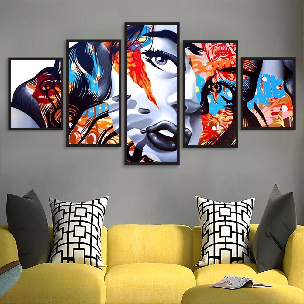 Moderne Kunst voor de Muur 5 Platen Diamond Painting