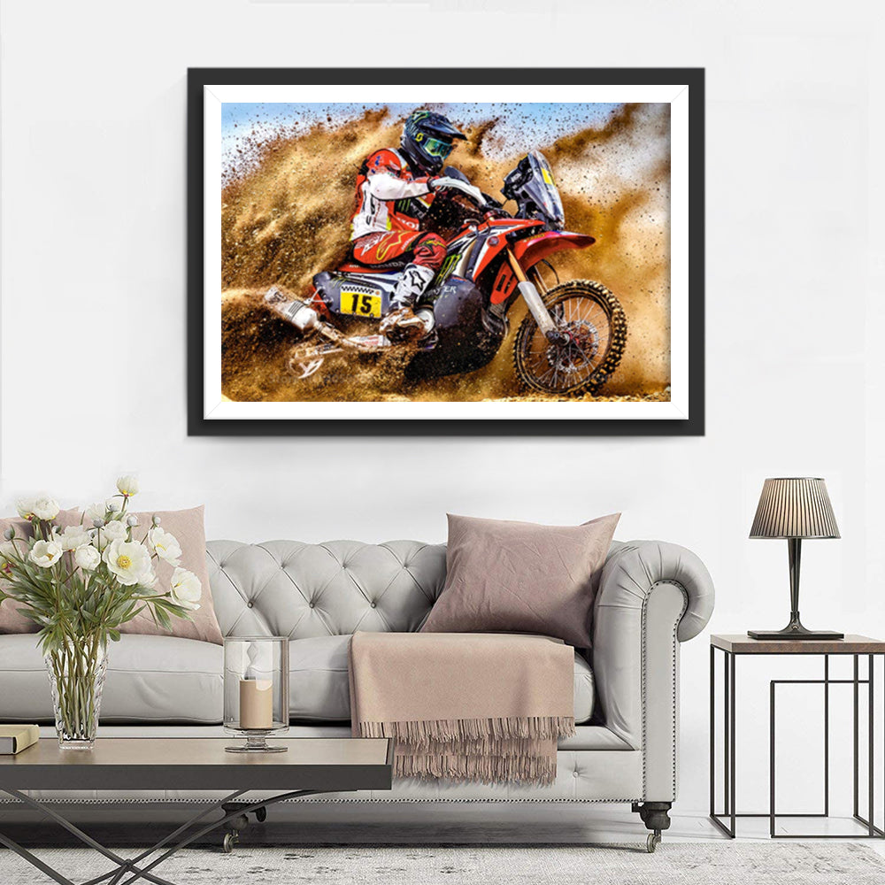 Motorcrosser door Stof en Zand Diamond Painting