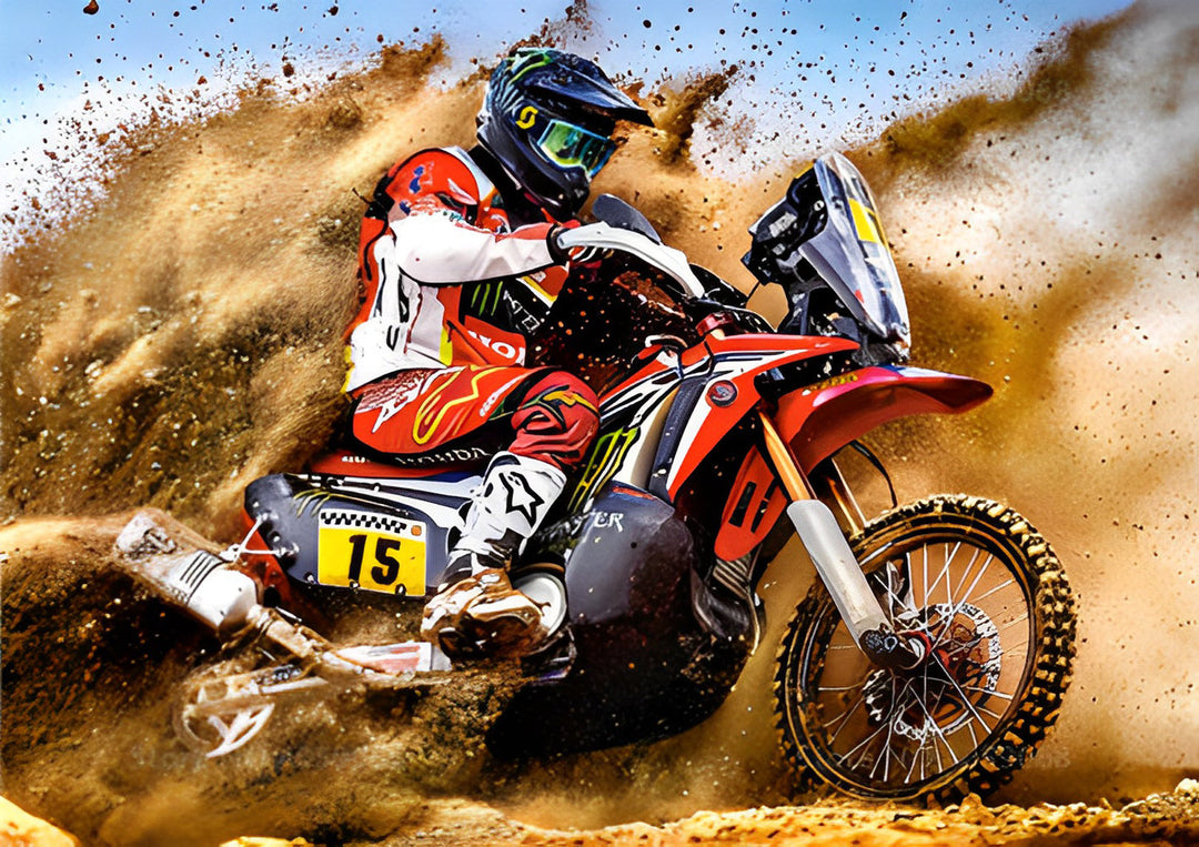 Motorcrosser door Stof en Zand Diamond Painting