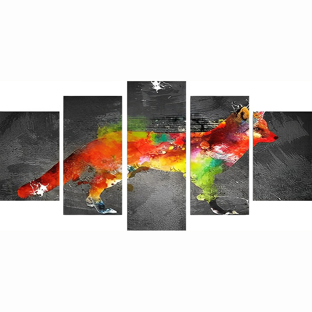 Mystieke Vos in Abstrakte Kleuren 5 Platen Diamond Painting