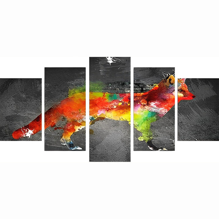Mystieke Vos in Abstrakte Kleuren 5 Platen Diamond Painting