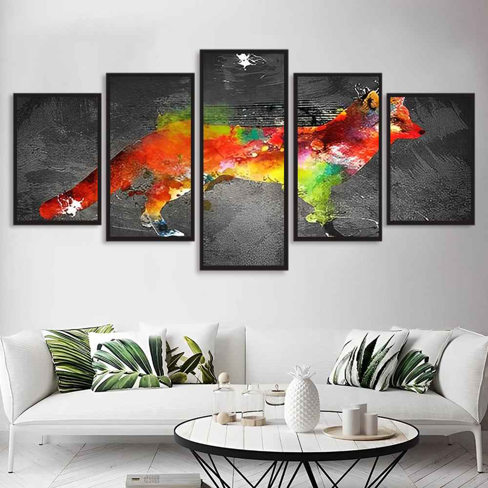 Mystieke Vos in Abstrakte Kleuren 5 Platen Diamond Painting