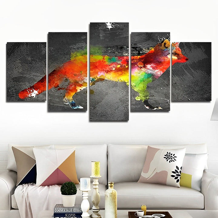 Mystieke Vos in Abstrakte Kleuren 5 Platen Diamond Painting