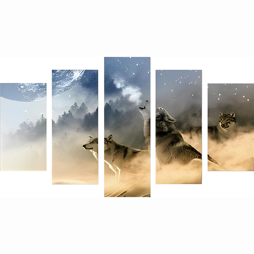 Mystieke Wolvengeheimen in Nevelige Bergen 5 Platen Diamond Painting