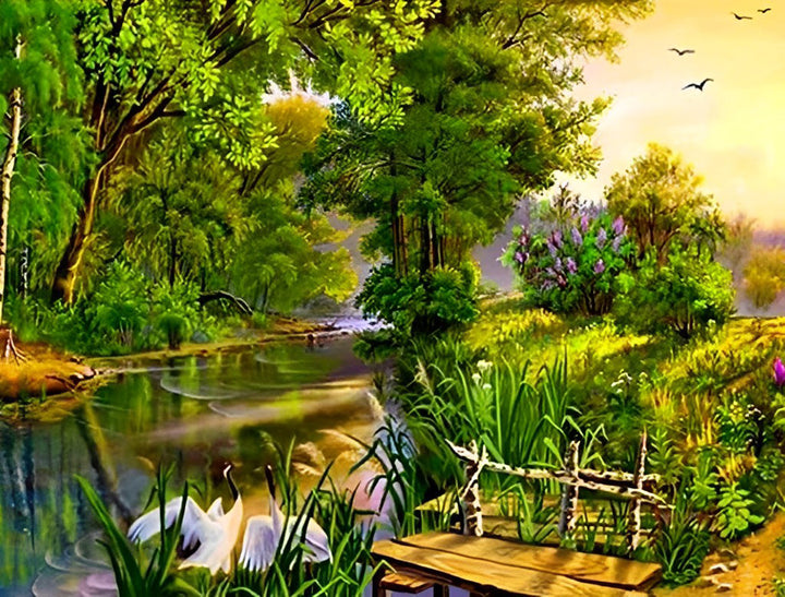 Natuuridyll aan de Rivier Diamond Painting