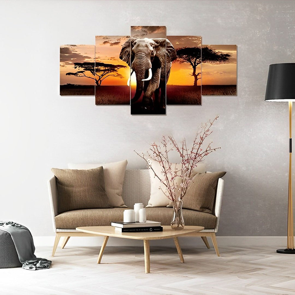 Olifant tegen Zonneschijnsel 5 Platen Diamond Painting