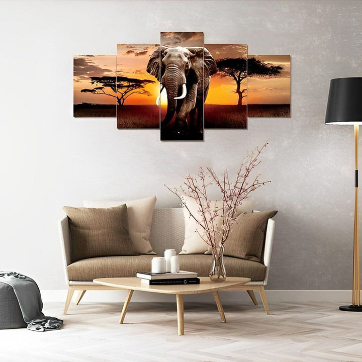 Olifant tegen Zonneschijnsel 5 Platen Diamond Painting