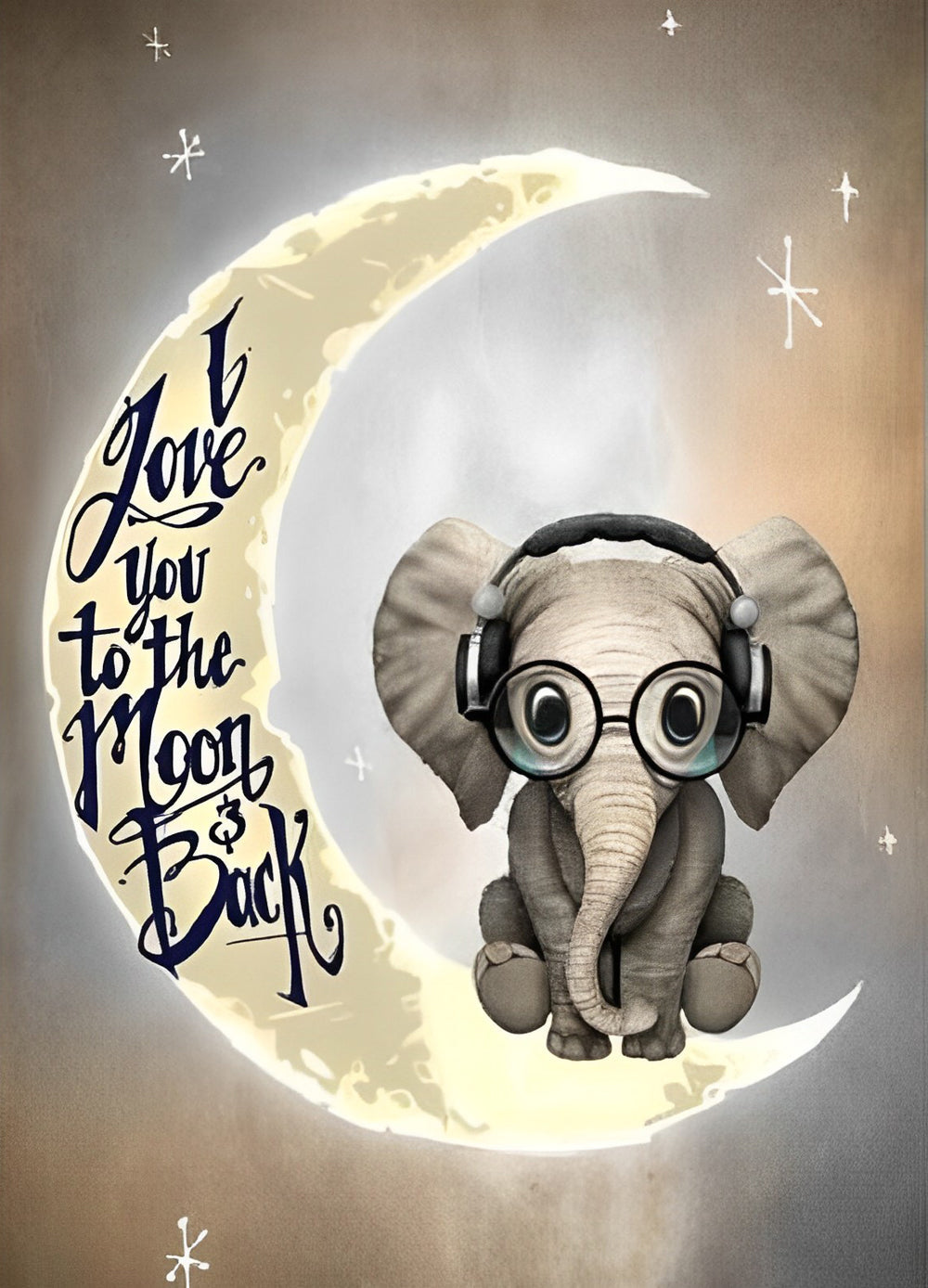 Olifantje op de Maansikkel Diamond Painting