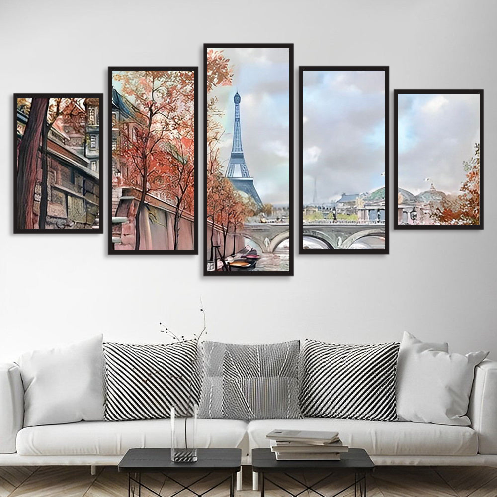 Panorama van de Eiffeltoren en Omgeving 5 Platen Diamond Painting