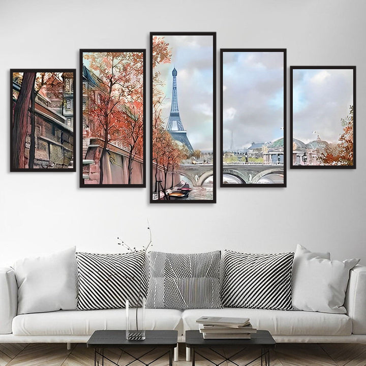 Panorama van de Eiffeltoren en Omgeving 5 Platen Diamond Painting