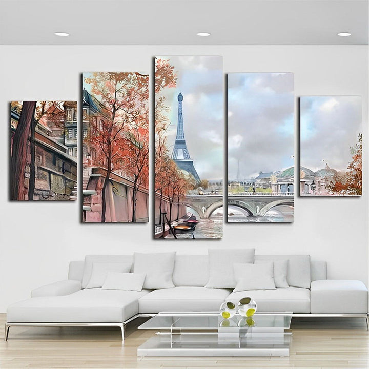 Panorama van de Eiffeltoren en Omgeving 5 Platen Diamond Painting