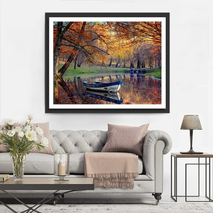 Picturale Herfstlandschap met stil Vlak Water Diamond Painting