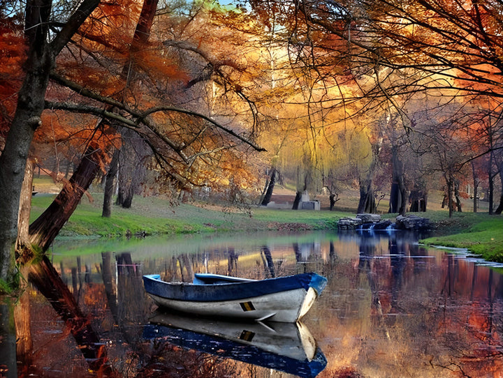 Picturale Herfstlandschap met stil Vlak Water Diamond Painting