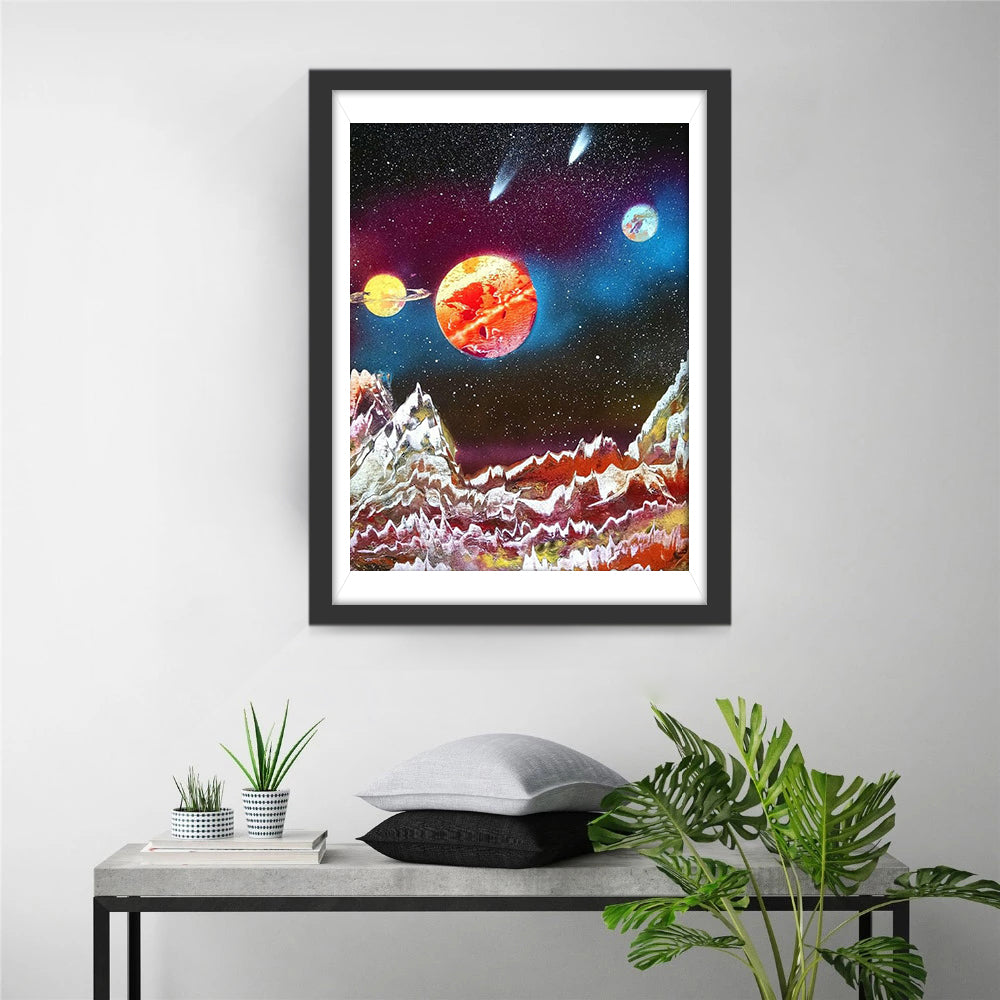 Planeten en Bergen Diamond Painting