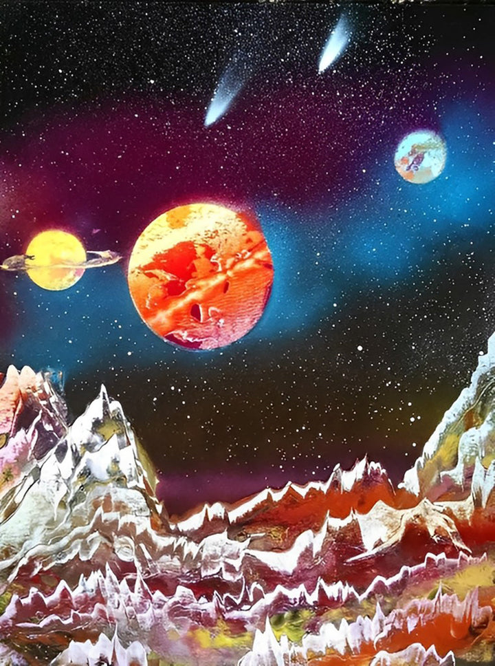 Planeten en Bergen Diamond Painting