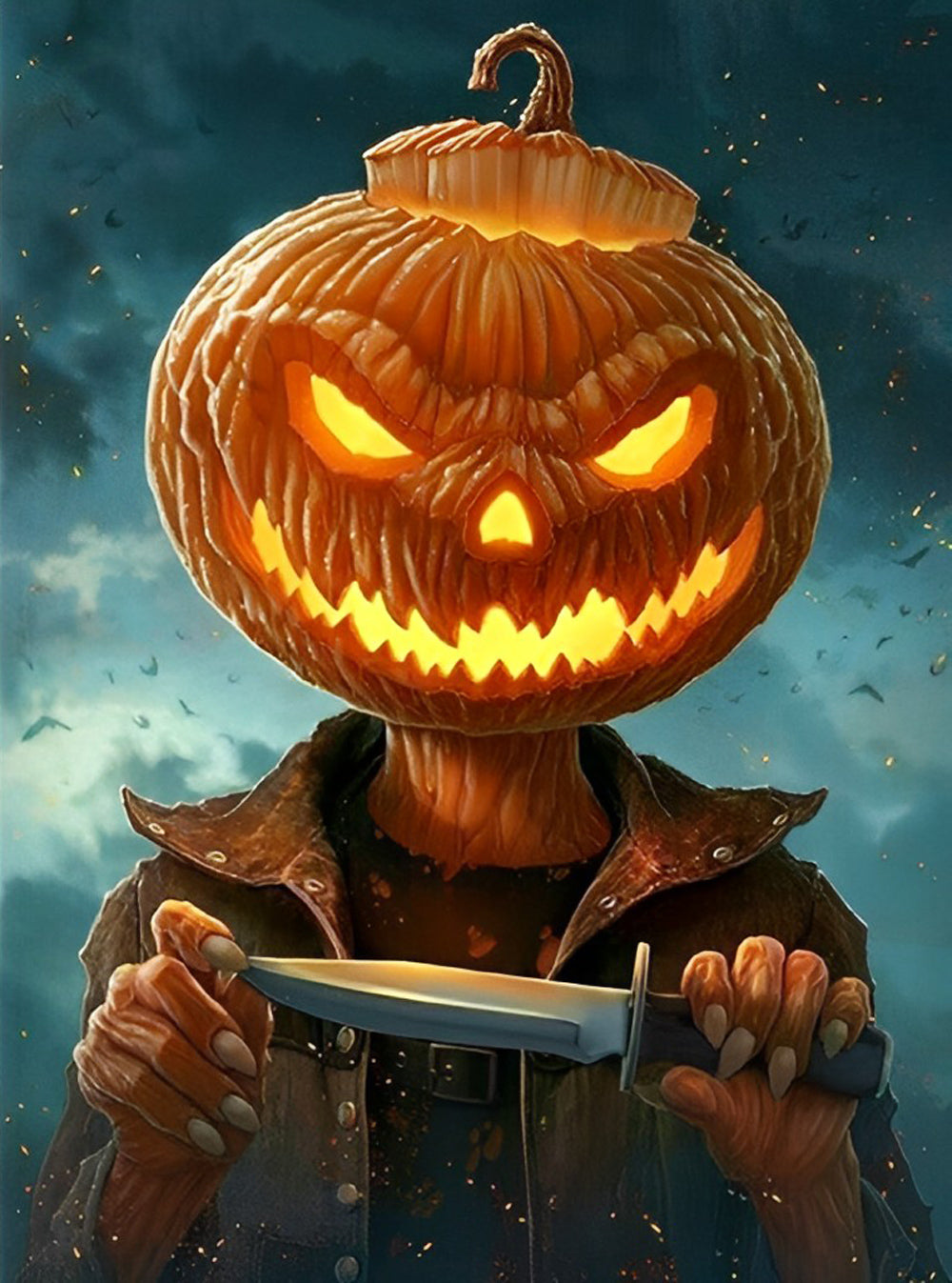 Pompoenkop met Mes Diamond Painting