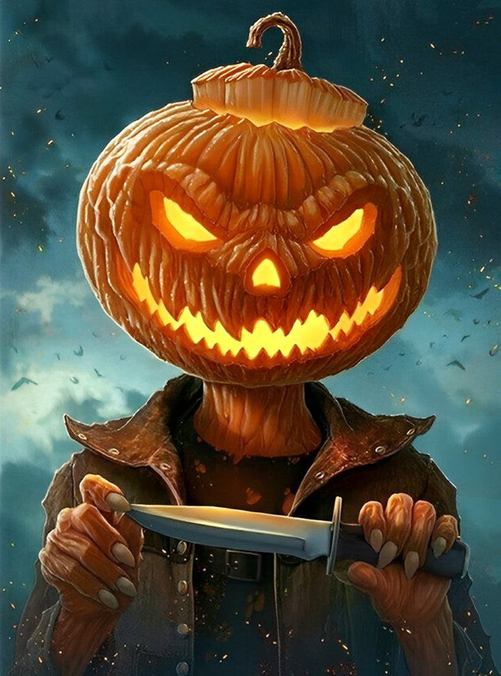 Pompoenkop met Mes Diamond Painting