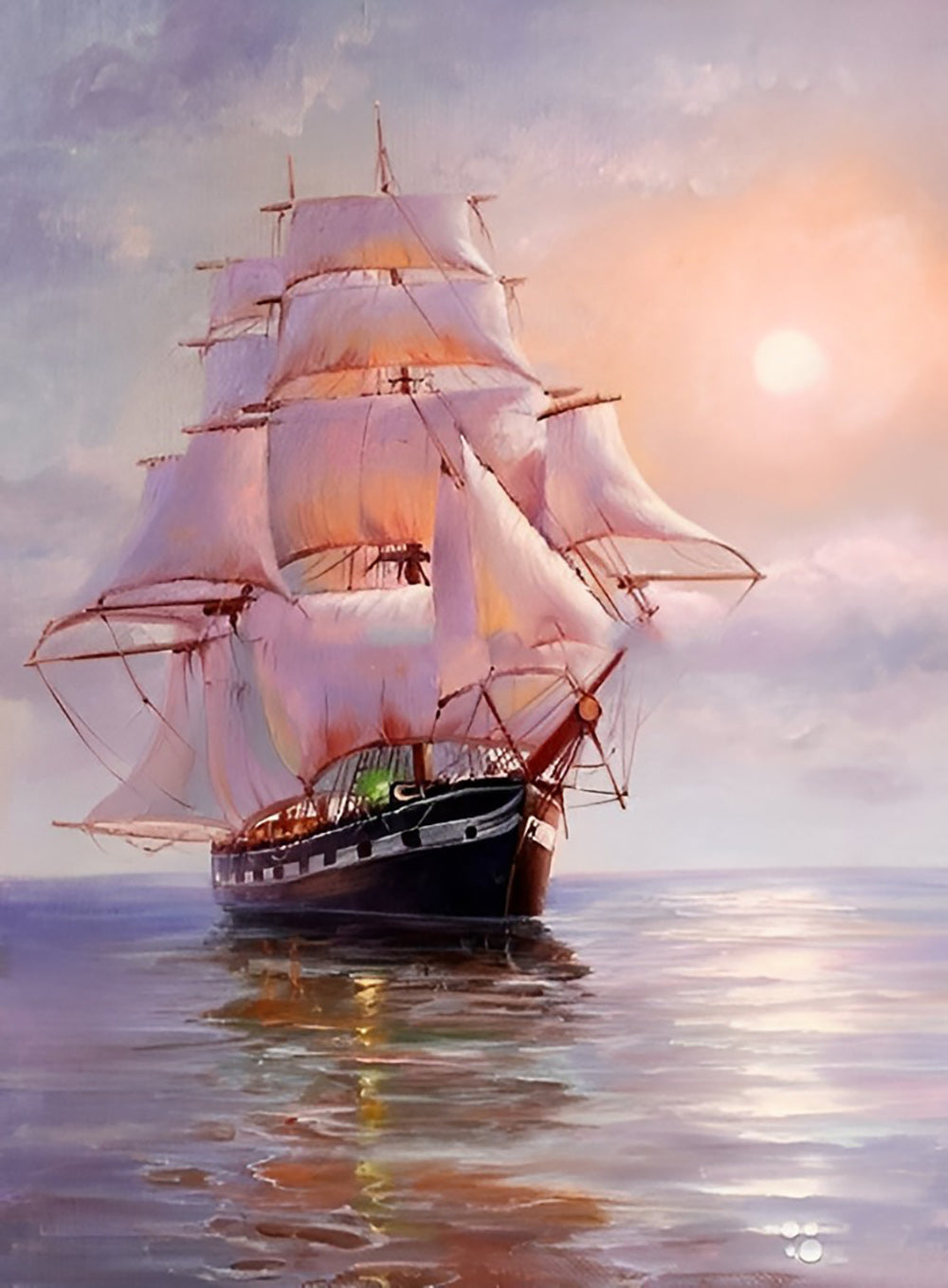 Prachtig Zeilschip op de Glimmende Zee Diamond Painting