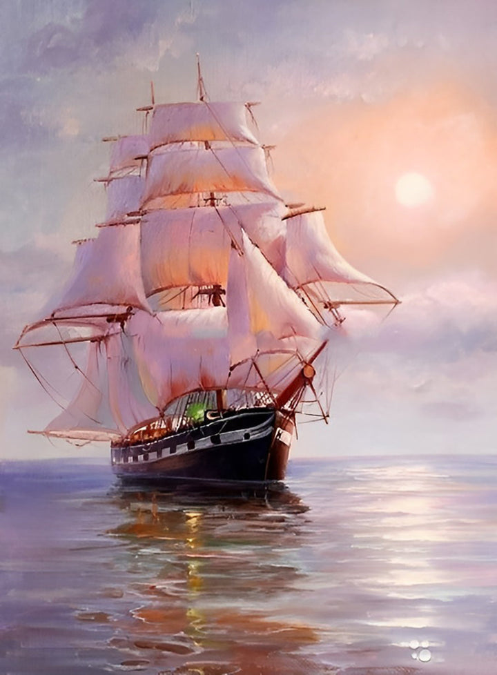 Prachtig Zeilschip op de Glimmende Zee Diamond Painting