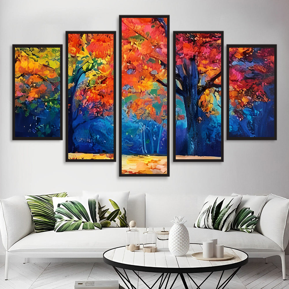 Prachtige Bomen in Felle Kleuren 5 Platen Diamond Painting