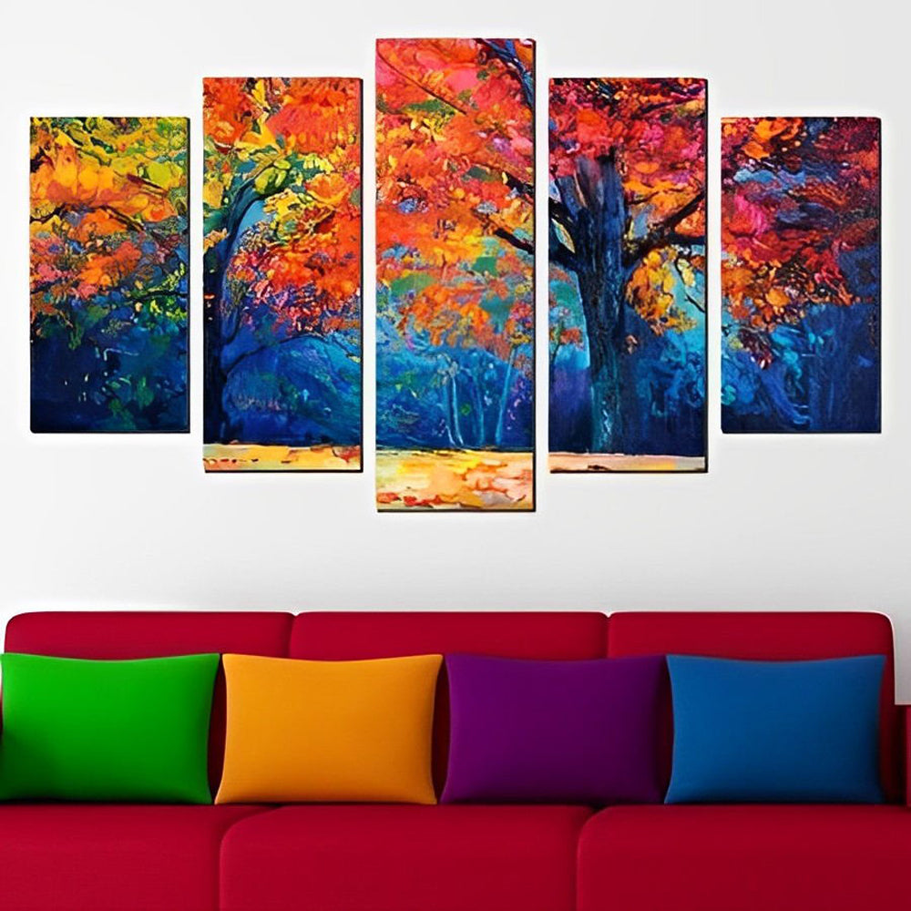 Prachtige Bomen in Felle Kleuren 5 Platen Diamond Painting