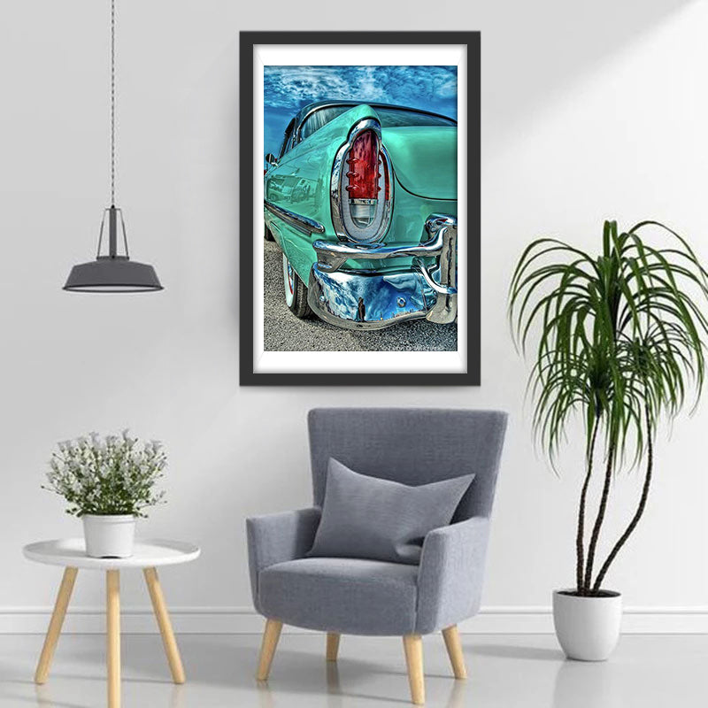 Prachtige Oudere Turquoisen Auto Diamond Painting