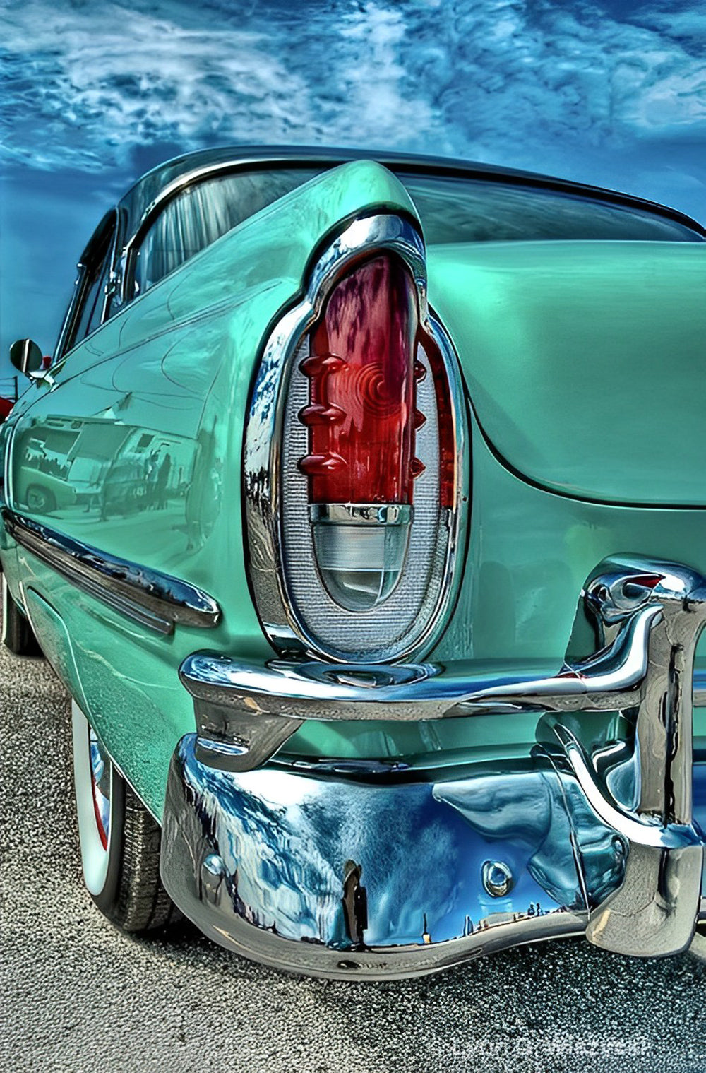 Prachtige Oudere Turquoisen Auto Diamond Painting