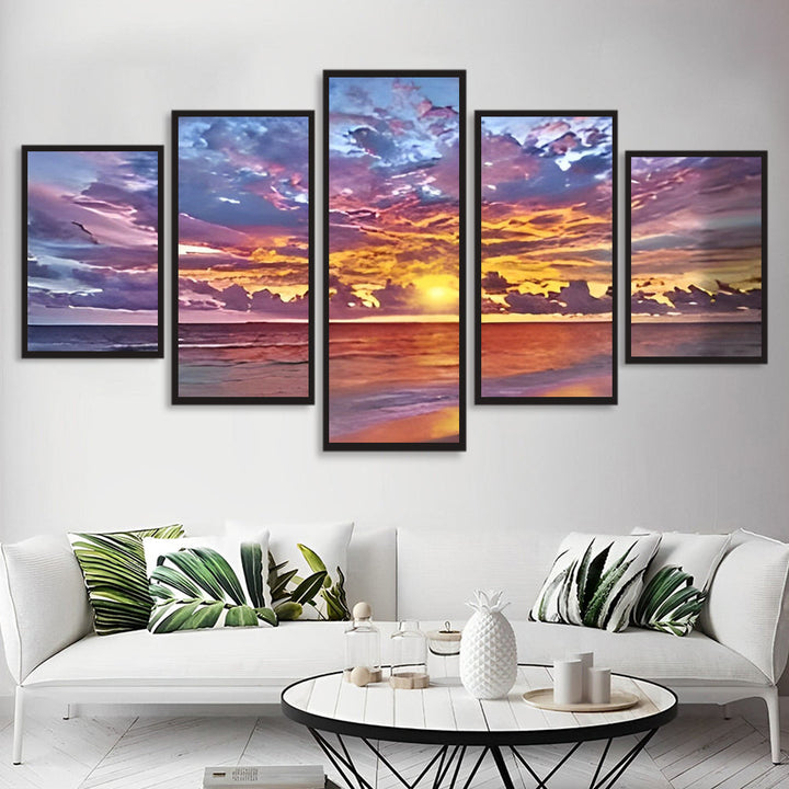 Prachtige Zonsondergang als Muurversiering 5 Platen Diamond Painting