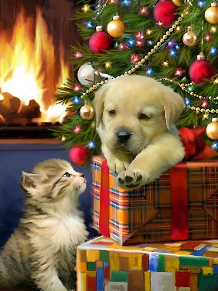 Puppy en Katje bij de Geschenken Diamond Painting