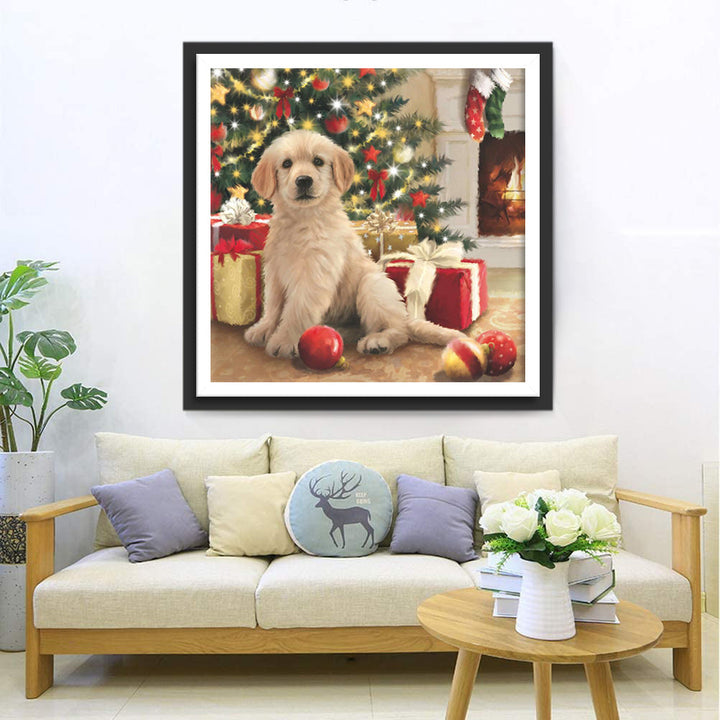 Puppy met Geschenken Diamond Painting