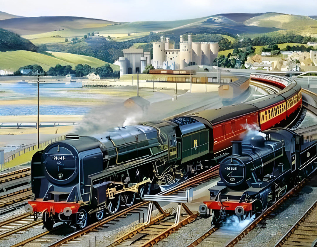 Retro-Industrieel Treinscène Diamond Painting