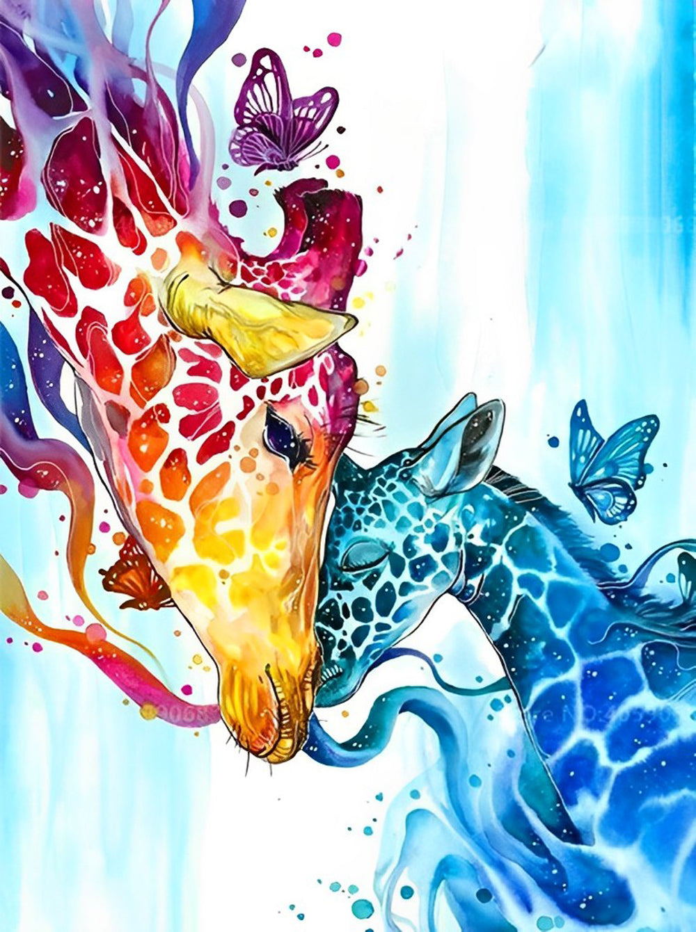 Rode en Blauwe Herten Kop voor Kop Diamond Painting