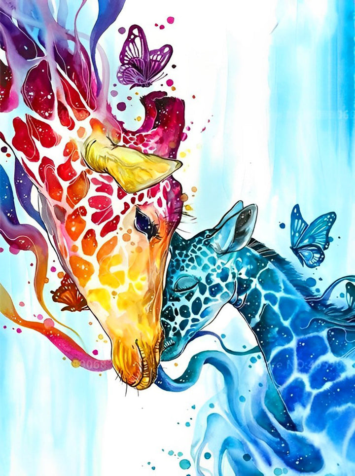 Rode en Blauwe Herten Kop voor Kop Diamond Painting