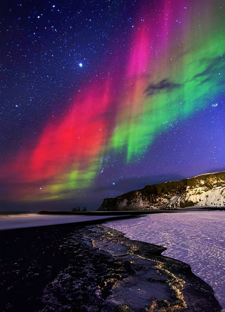 Rode en Groene Noorderlicht Diamond Painting