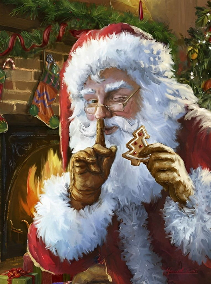 Rode Kerstfiguur met Witte Baard en Bril Diamond Painting