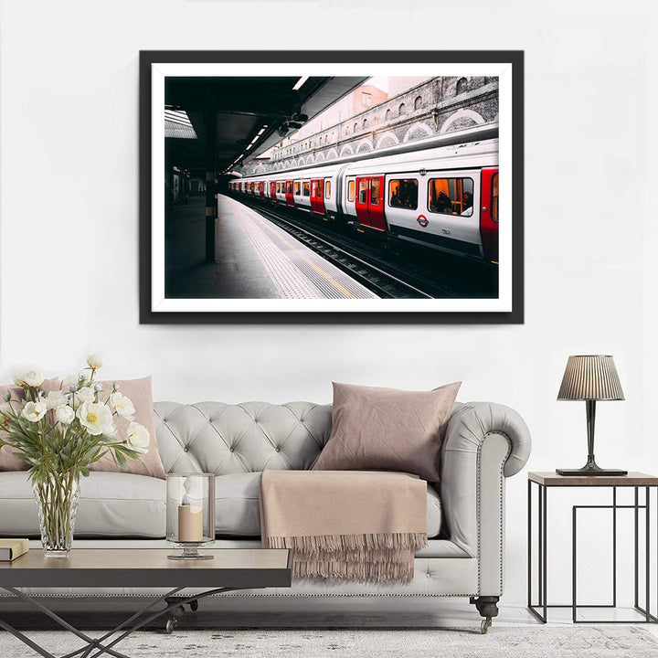 Rode Metro Trein in Station Diamond Painting