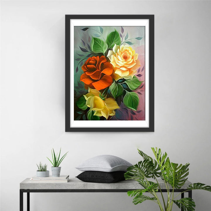 Rood-gele Tweekleurige Rozen Diamond Painting