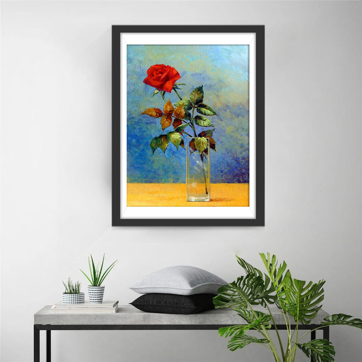 Roos in Glas Diamond Painting