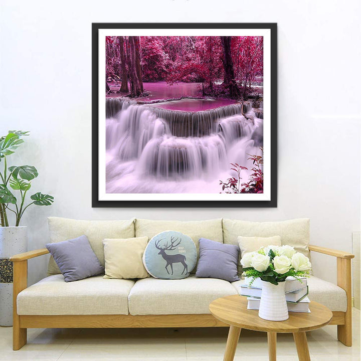 Roze Waterval als Toverachtig Beeld Diamond Painting