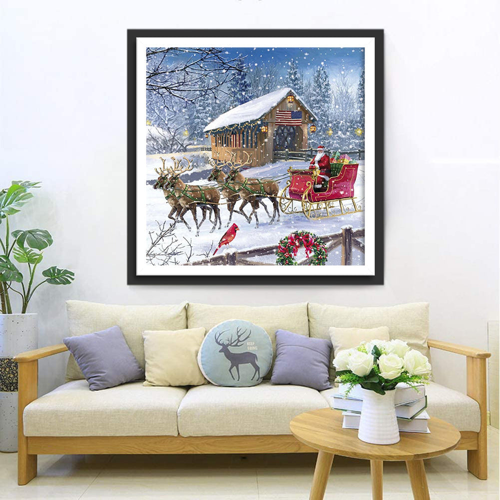 Santa's Slee door Sneeuw Diamond Painting